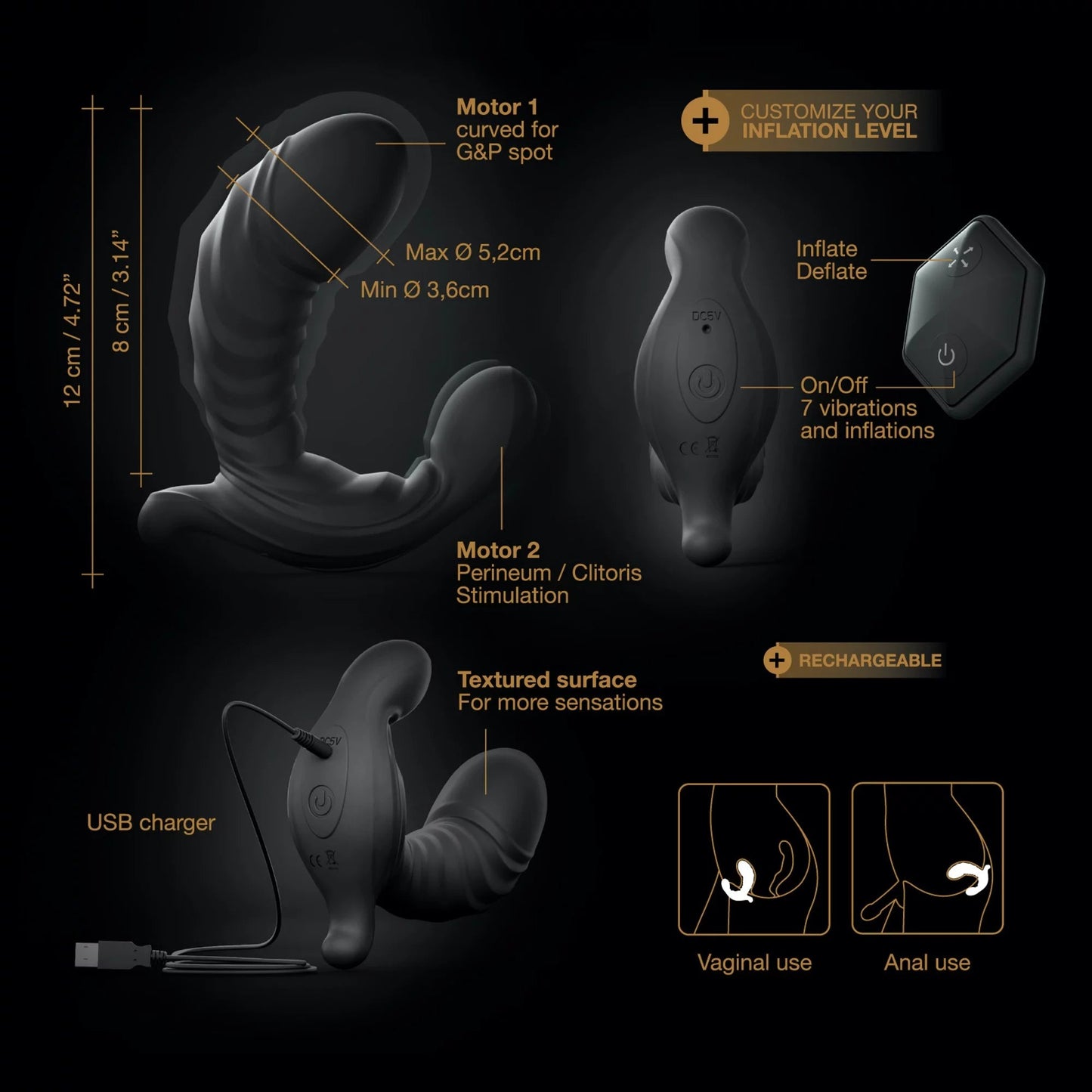 Dorcel Ultimate Expand Inflatable Vibrator – Dual Motor, G-Spot & Anal Stimulation