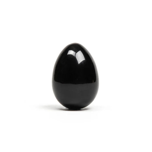 Black obsidian yoni egg with smooth polished crystal finish