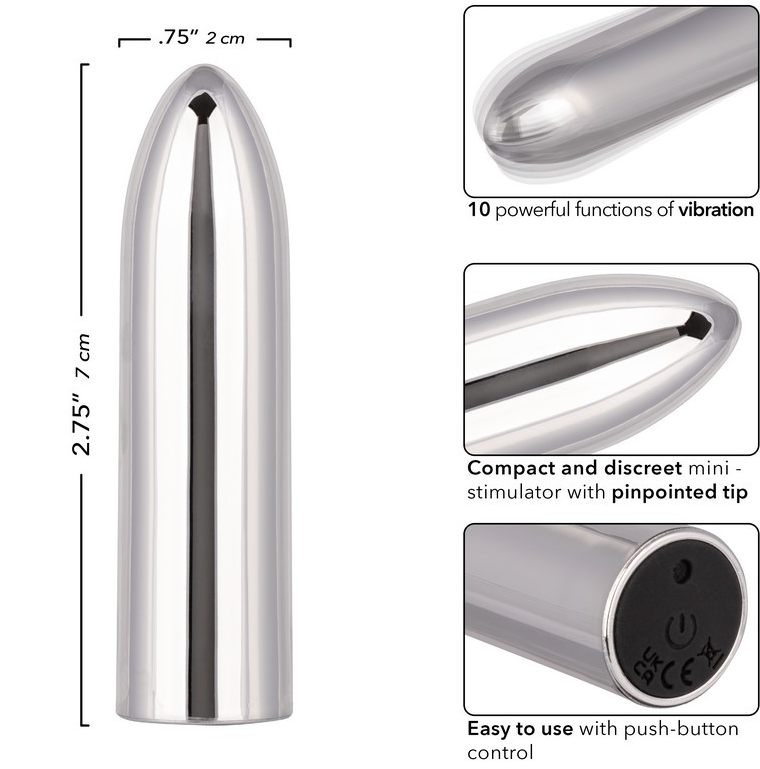 CalExotics Turbo Buzz Classic Mini Bullet Silver