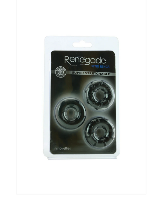NS Renegade Dyno Cock Rings 3 Pack Black