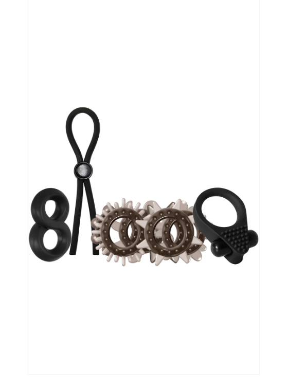Bundles: Adam & Eve Deluxe Penis Ring Sampler Set & CalExotics Wireless Rockin' Rabbit Vibrating Couples Ring