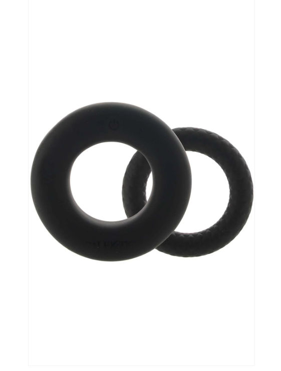 CalExotics Link Up Optimum Vibrating Ring Set – Black with Dual Silicone Rings