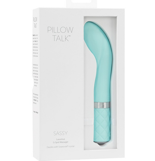 BMS Pillow Talk Sassy G-Spot Vibrator – Blue Silicone with Swarovski Crystal