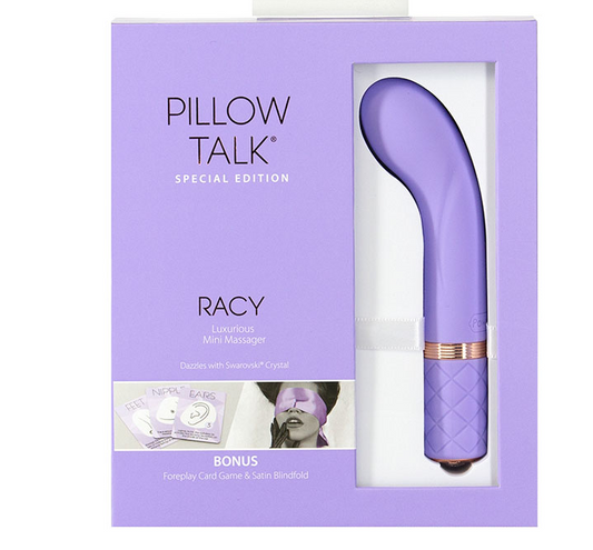 Pillow Talk Racy Special Edition Mini Massager – Purple with Swarovski Crystal and Bonus Foreplay Set