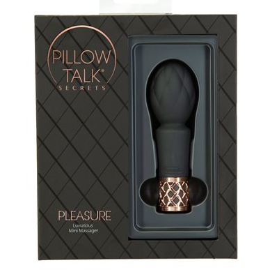 Pillow Talk Secrets Pleasure Wand – Black Clitoral Vibrator with Rose Gold Details
