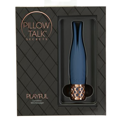 Pillow Talk Secrets Playful Massager – Blue Rabbit-Ear Clitoral Vibrator with Rose Gold Detail