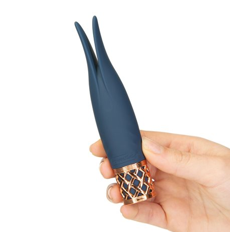 Pillow Talk Secrets Playful Massager – Blue Rabbit-Ear Clitoral Vibrator with Rose Gold Detail
