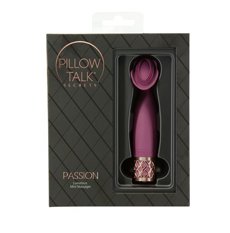Pillow Talk Secrets Passion Massager – Wine Bristle-Head Clitoral Vibrator with Rose Gold Detail