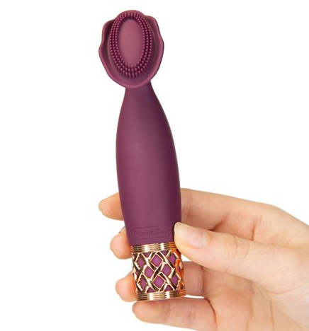 Pillow Talk Secrets Passion Massager – Wine Bristle-Head Clitoral Vibrator with Rose Gold Detail