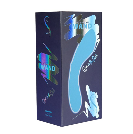 The Mini Swan Wand – Glow in the Dark Blue Compact Silicone Vibrator with PowerBullet®