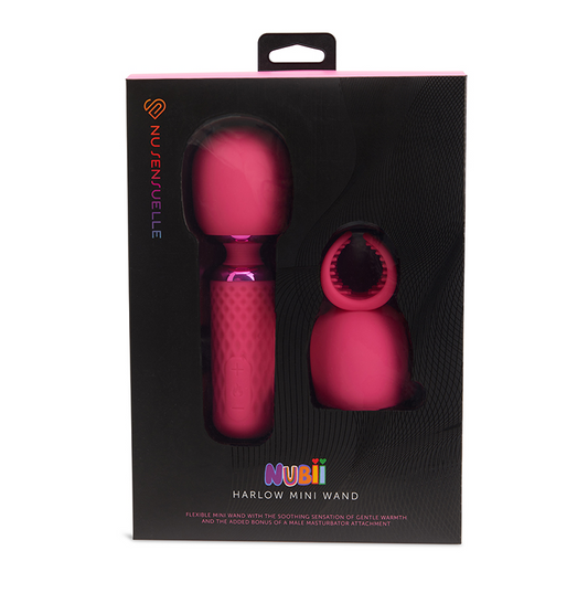 nü Sensuelle Nubii Harlow Wand – Compact Warming Vibrator with Flexible Head and Multi-Use Attachment
