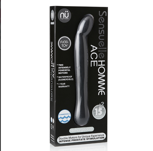 nü Sensuelle Homme Ace Prostate Massager – Black Dual-Motor Flexible Vibrator