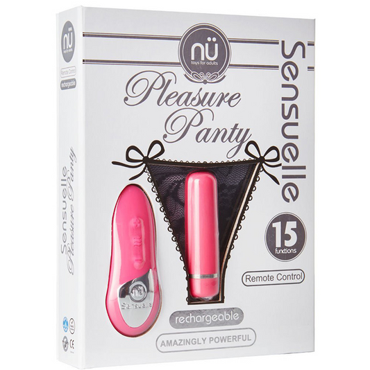nü Sensuelle Pleasure Panty – Black lace remote vibrator with matching adjustable panties