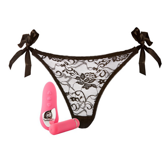 nü Sensuelle Pleasure Panty – Black lace remote vibrator with matching adjustable panties