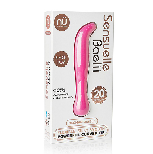 nü Sensuelle Baelii Vibrator – Magenta 20-Function Flexible Vibe with Curved Tip