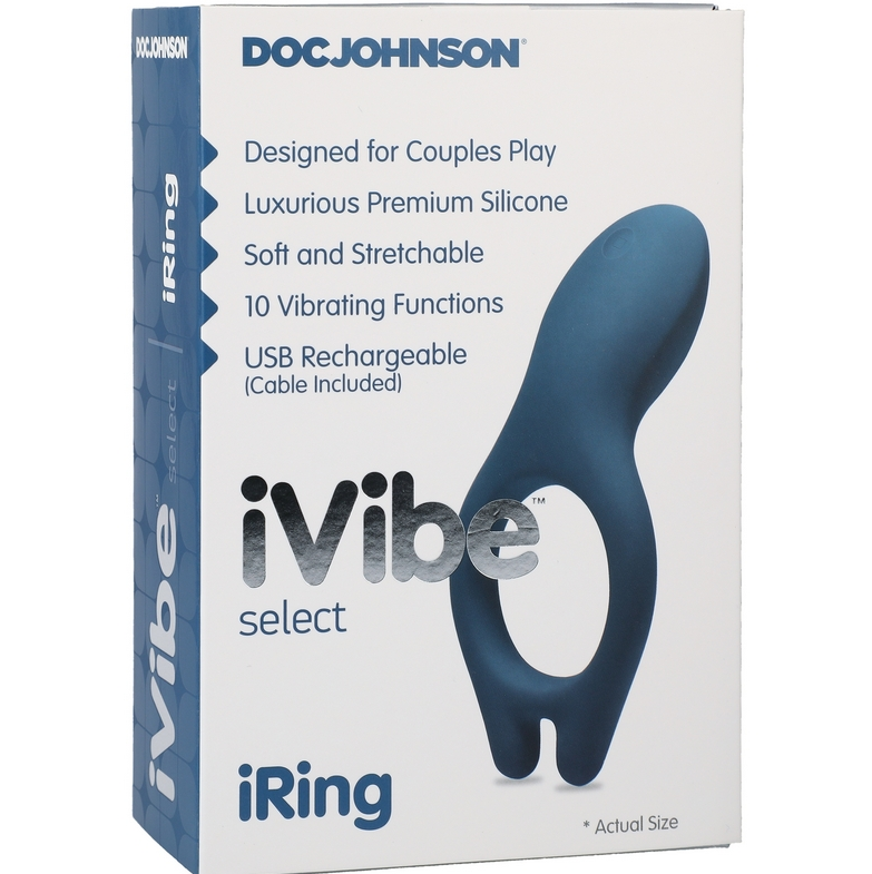 Doc Johnson iVibe Select i-Ring vibrating silicone ring in black with curved design