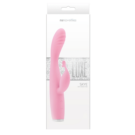 NS Novelties Luxe Skye Rabbit Vibrator – Slim, Platinum Silicone Dual-Stimulation Toy