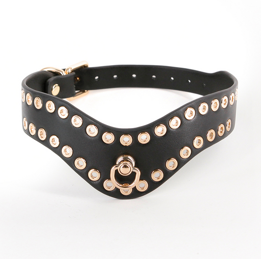 NS Novelties Hustler Taboo Kali Collar – Elegant Black Collar with Golden Studs
