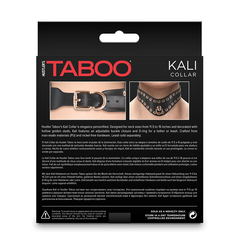 NS Novelties Hustler Taboo Kali Collar – Elegant Black Collar with Golden Studs