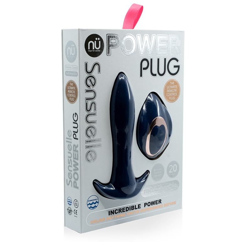 nü Sensuelle R/C Power Plug – Slim Vibrating Remote Control Anal Plug, Waterproof & Rechargeable
