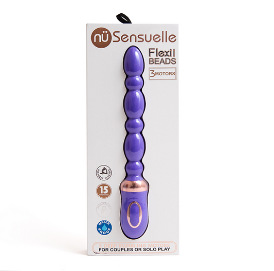 Nu Sensuelle Flexii Beads Electric Blue – Ultra-Flexible Silicone Vibrating Anal & G-Spot Toy