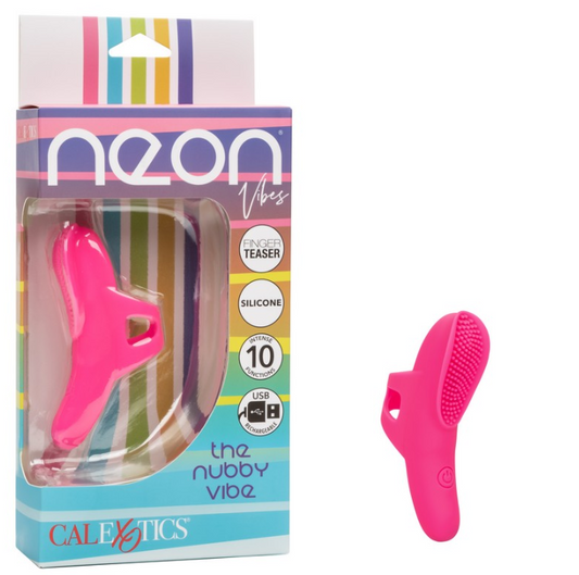 Neon Vibes Nubby Finger Vibrator – Blue with Raised Texture