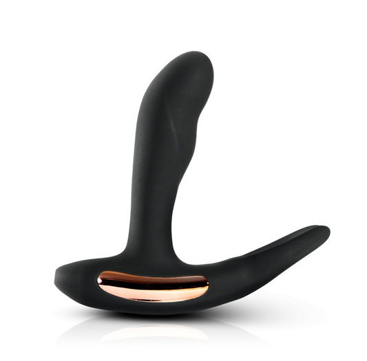 Heated prostate stimulator with remote-controlled vibration ring