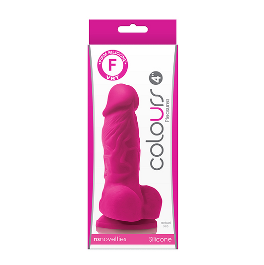 Realistic 4-inch silicone dildo with veined texture and suction cup base – NS Novelties Colours Pleasures