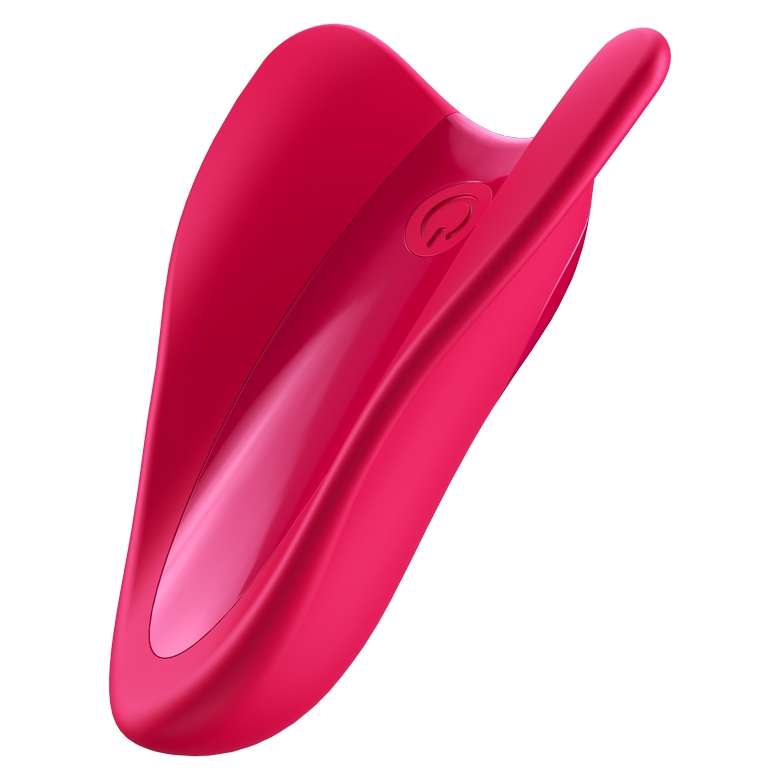 Lay-on finger vibrator displayed near water for waterproof demonstration