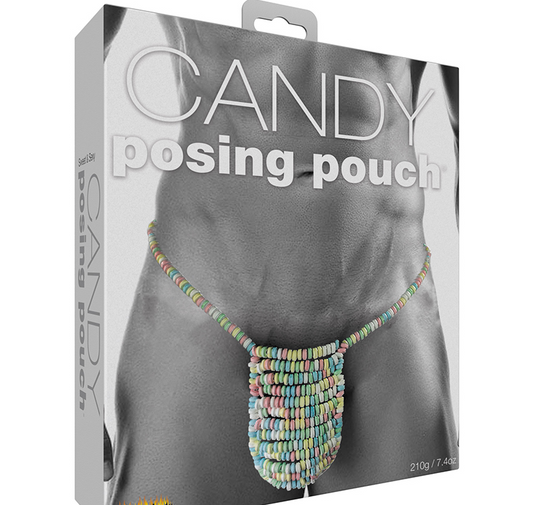 Colorful candy bead posing pouch underwear for men in novelty gift box – edible, playful, and perfect for couples or party fun