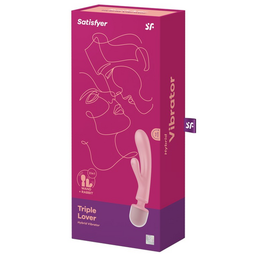 Satisfyer Triple Lover – Pink 2-in-1 Rabbit Vibrator and Wand Massager with 3 Motors