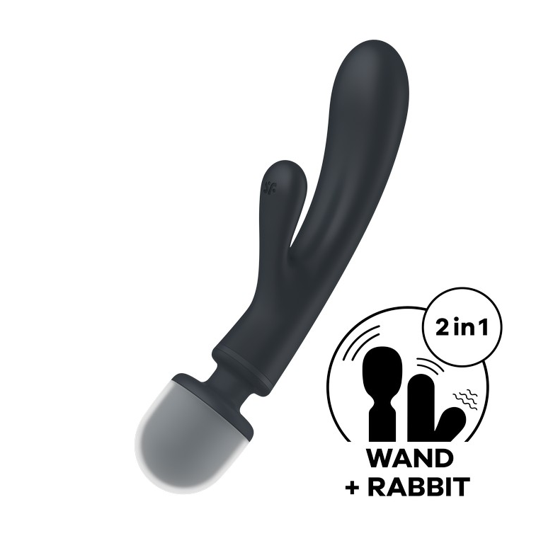 Satisfyer Triple Lover – Grey Dual-Ended Rabbit & Wand Vibrator with 3 Motors