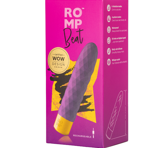 ROMP Beat Bullet Vibrator in soft purple, angled view