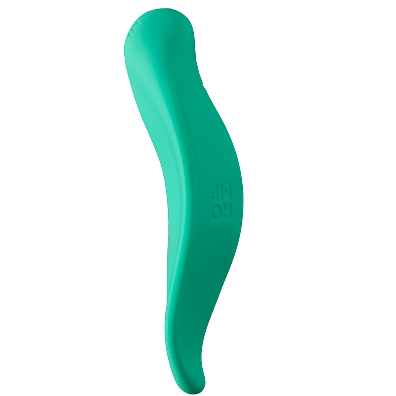 ROMP Wave lay-on vibrator in mint green with ergonomic design