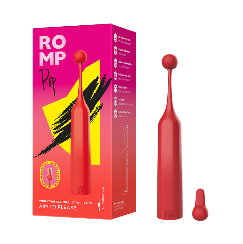 Romp Pop clitoral vibrator with flickering tongue attachment