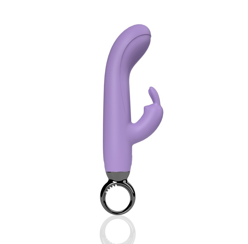 Screaming O PrimO Rechargeable Rabbit vibrator in Lilac – broad head and loop handle design