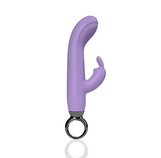 Screaming O PrimO Rechargeable Rabbit vibrator in Lilac – broad head and loop handle design