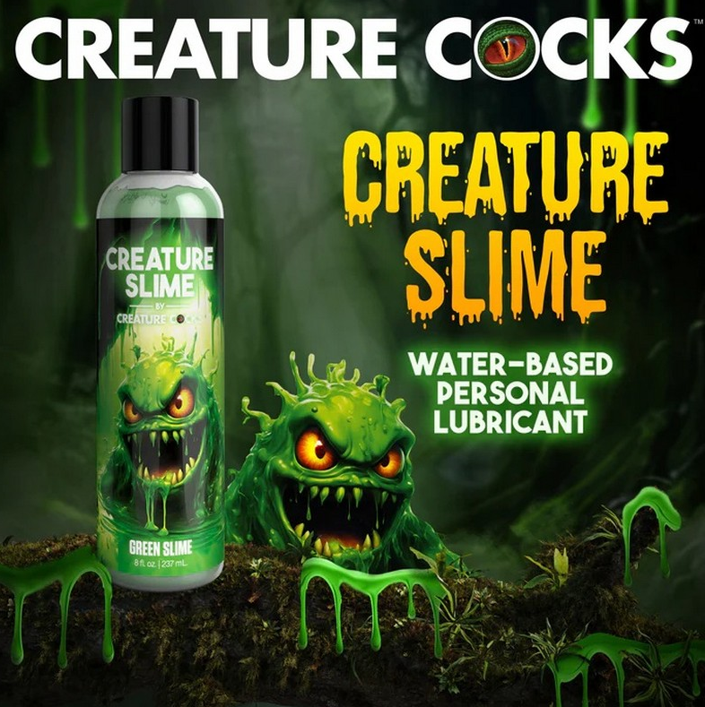Creature Slime Green – 4oz and 8oz water-based fantasy lube with vibrant green slime color