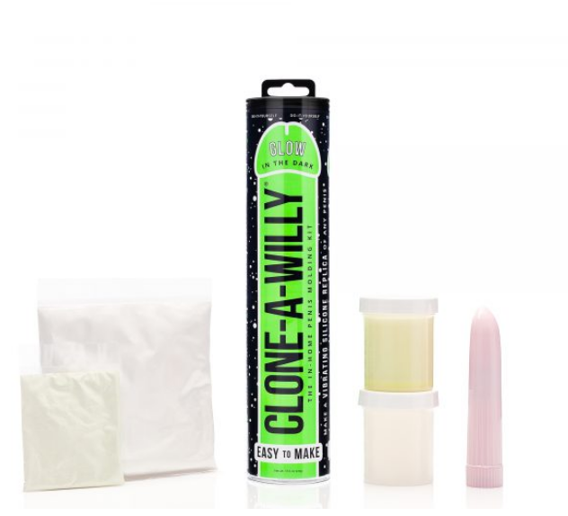 DIY penis molding kit with green silicone and vibrator