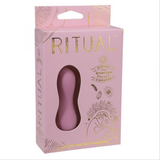 Ritual Dream Bullet Vibrator in matte black silicone finish, lying flat