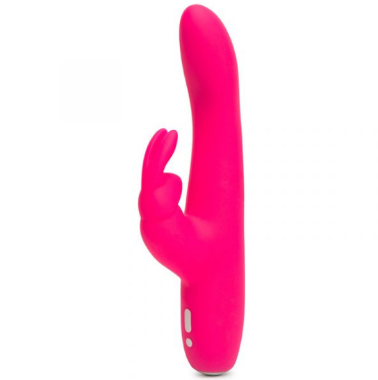 Happy Rabbit Slimline Curve – Pink Rechargeable Slim Rabbit Vibrator with Curved Shaft and Bunny Ears