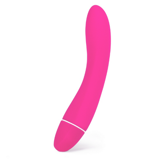 Soft-touch pink silicone massager with storage pouch