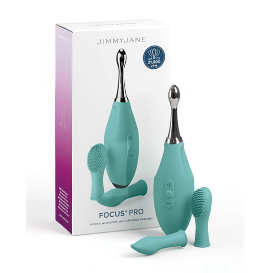 JimmyJane Focus Pro Sonic Massager – Black Silicone and Stainless Steel