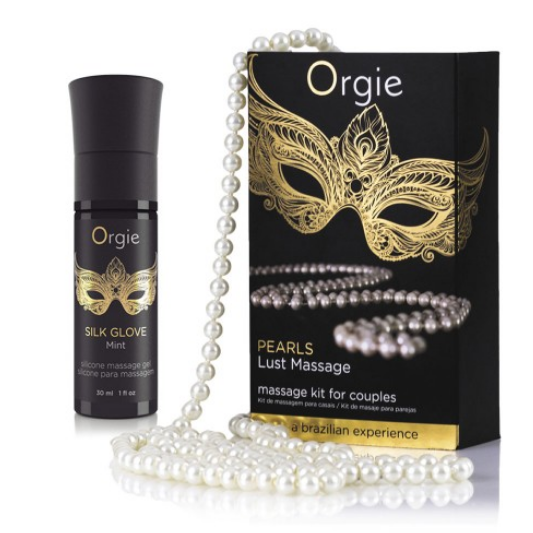 Orgie – Pearl Lust Massage Kit with Silk Glove Gel & Necklace (30 mL)