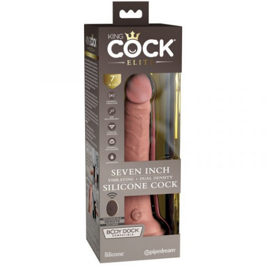 King Cock Elite 7” Vibrating Silicone Cock Light
