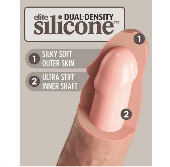 King Cock Elite 10 Inch Dual-Density Silicone Dildo with Suction Cup – Realistic Flesh Light