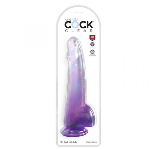 King Cock 10” with Balls Purple