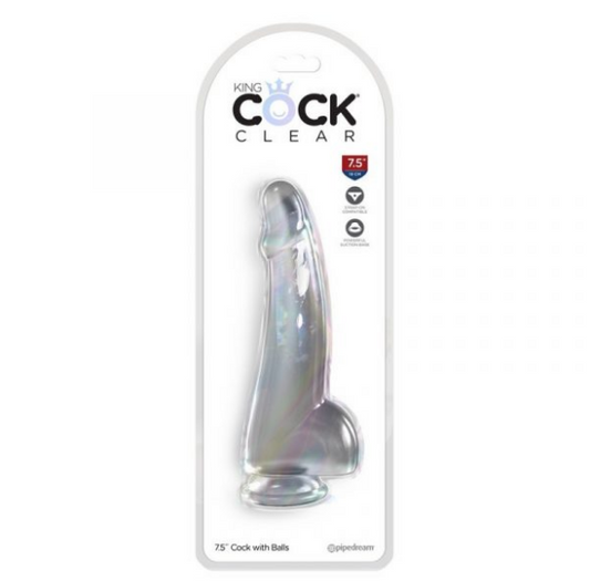 King Cock 7.5” with Balls Clear