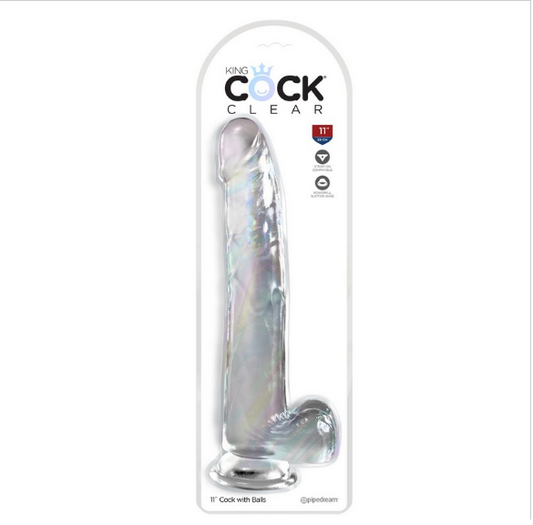 King Cock 11” with Balls Clear