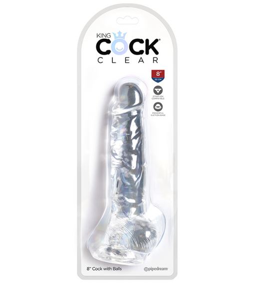 King Cock Clear 8″ Cock With Balls